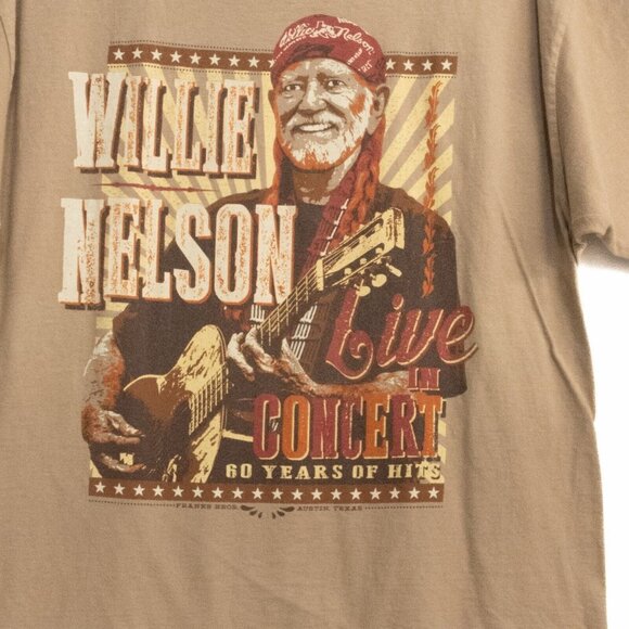 Hanes Women Brown Shirt Graphic Print Willie Nelson Live Concert Short Sleeve L - Picture 4 of 8